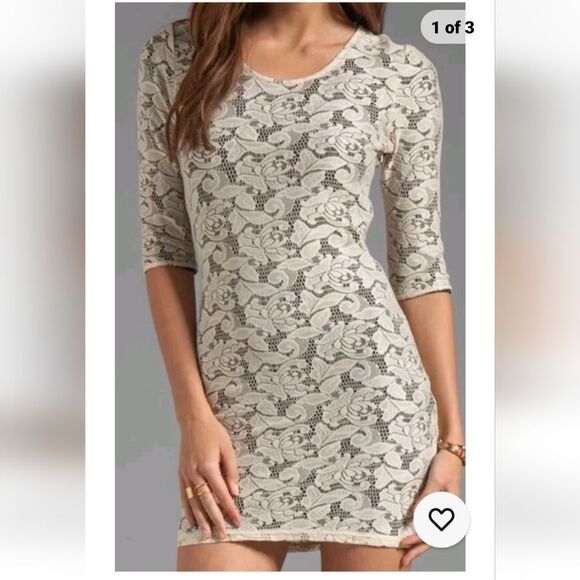 Lovers + Friends Lace Embroidered Cream Cut Out Bodycon Dress Small - Picture 1 of 11